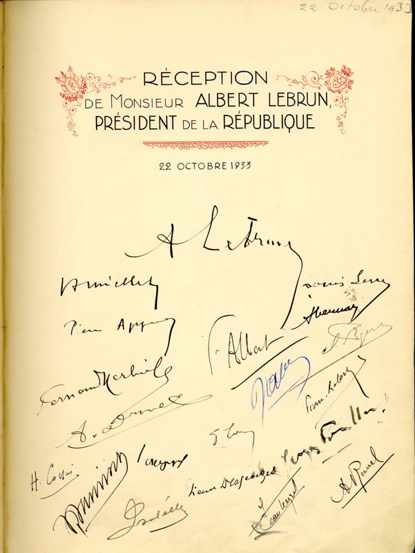 Visite d'Albert Lebrun, président de la République, 22 octobre 1933.