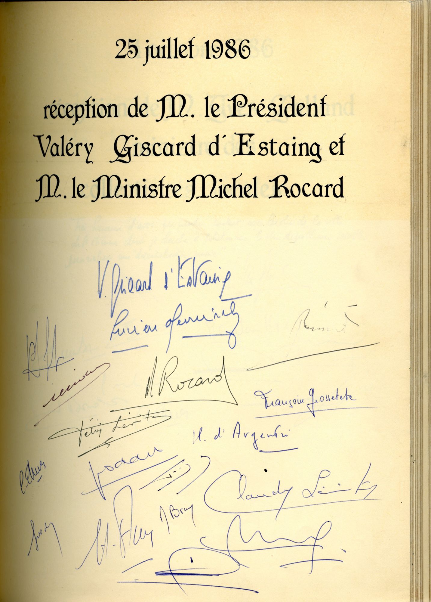 Visite de Valéry Giscard d'Estaing, président de la République et de Michel Rocard, ministre, 25 juillet 1986.