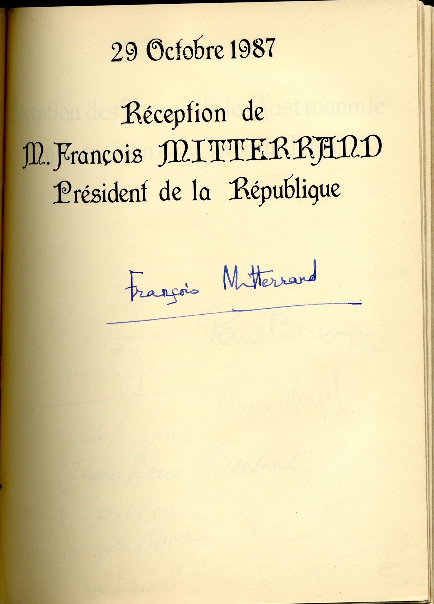 Visite de François Mitterrand, président de la République, 29 octobre 1987.