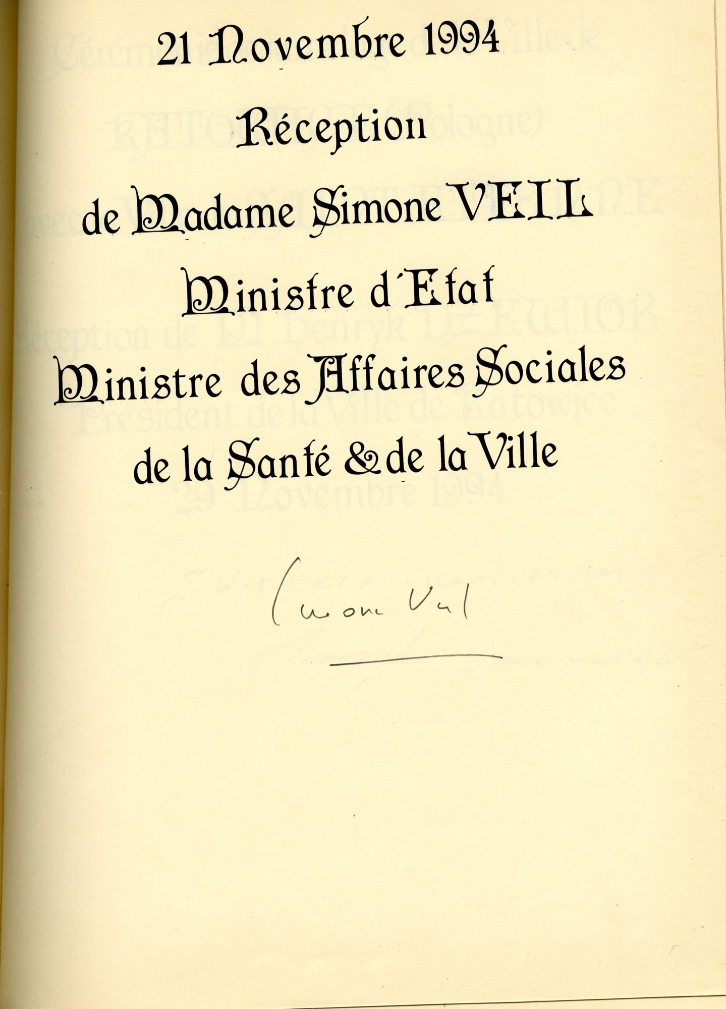 Visite de Simone Veil, ministre d'état, 21 novembre 1994.