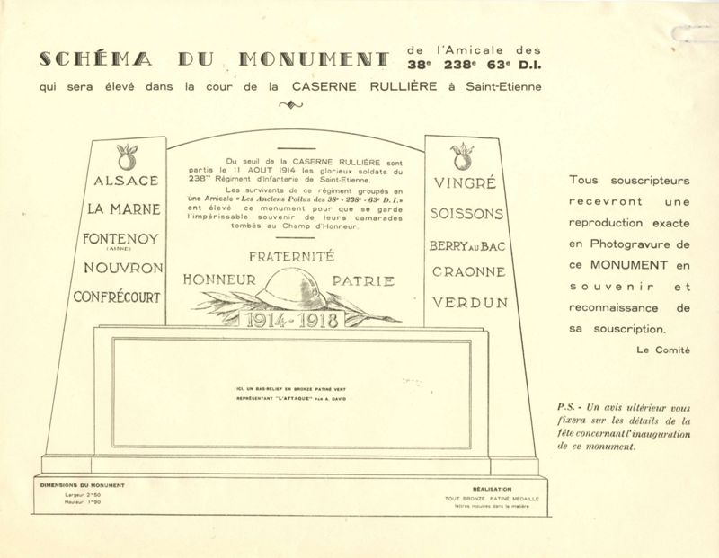 Monument aux morts du 38e et 238e Régiments d'Infanterie (R.I.)  